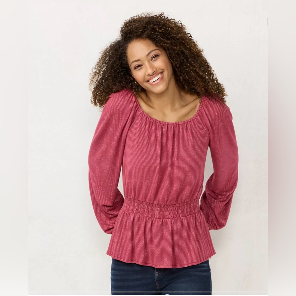 NWT lauren conrad Glitter striped long
sleeve with elastic band waist Shirt XL